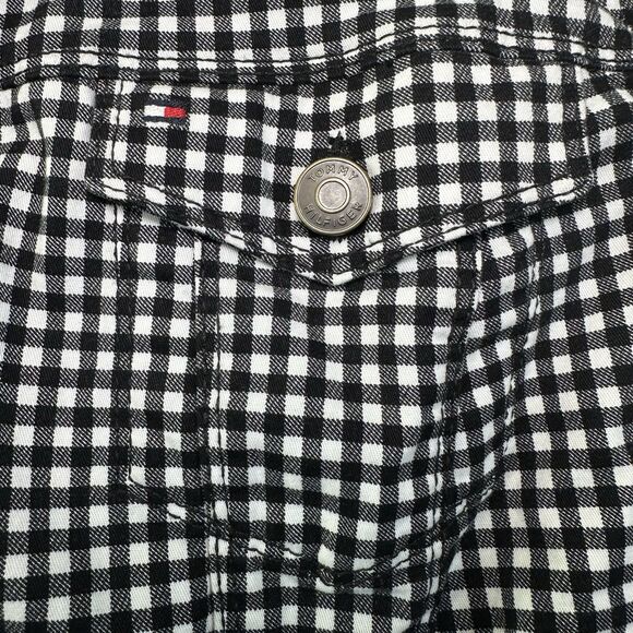 Tommy Hilfiger White Crop Jacket Black white Checkered Size Large Women’s Y2K - Picture 2 of 5